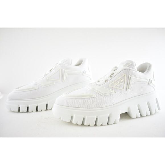 Prada Monolith Evolution Thunder Lug Sole White Platform Flat Low Sneaker 38.5 - Picture 10 of 12